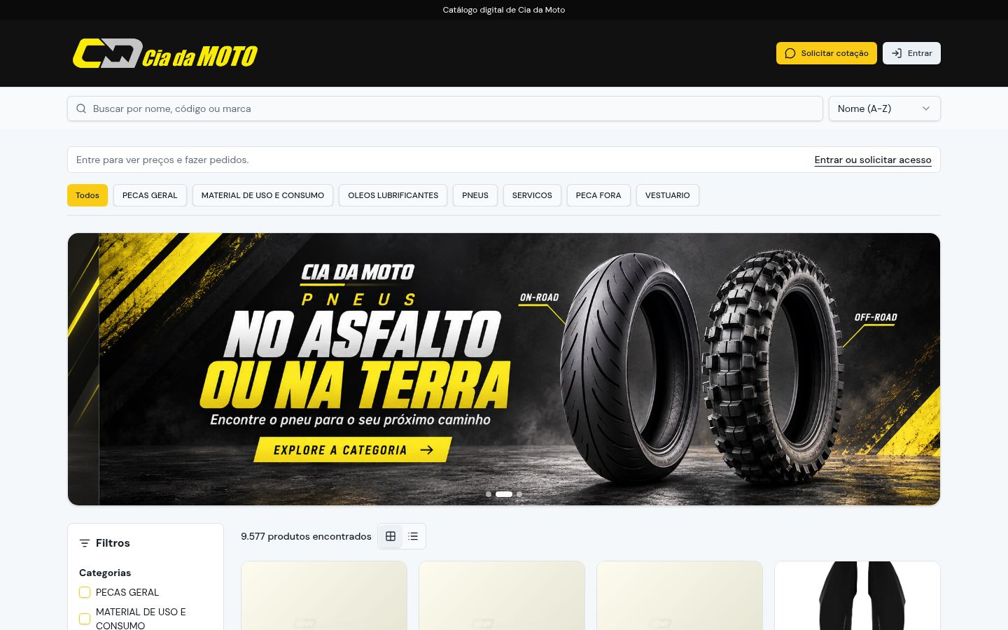 Catálogo Loja virtual da Cia da Moto